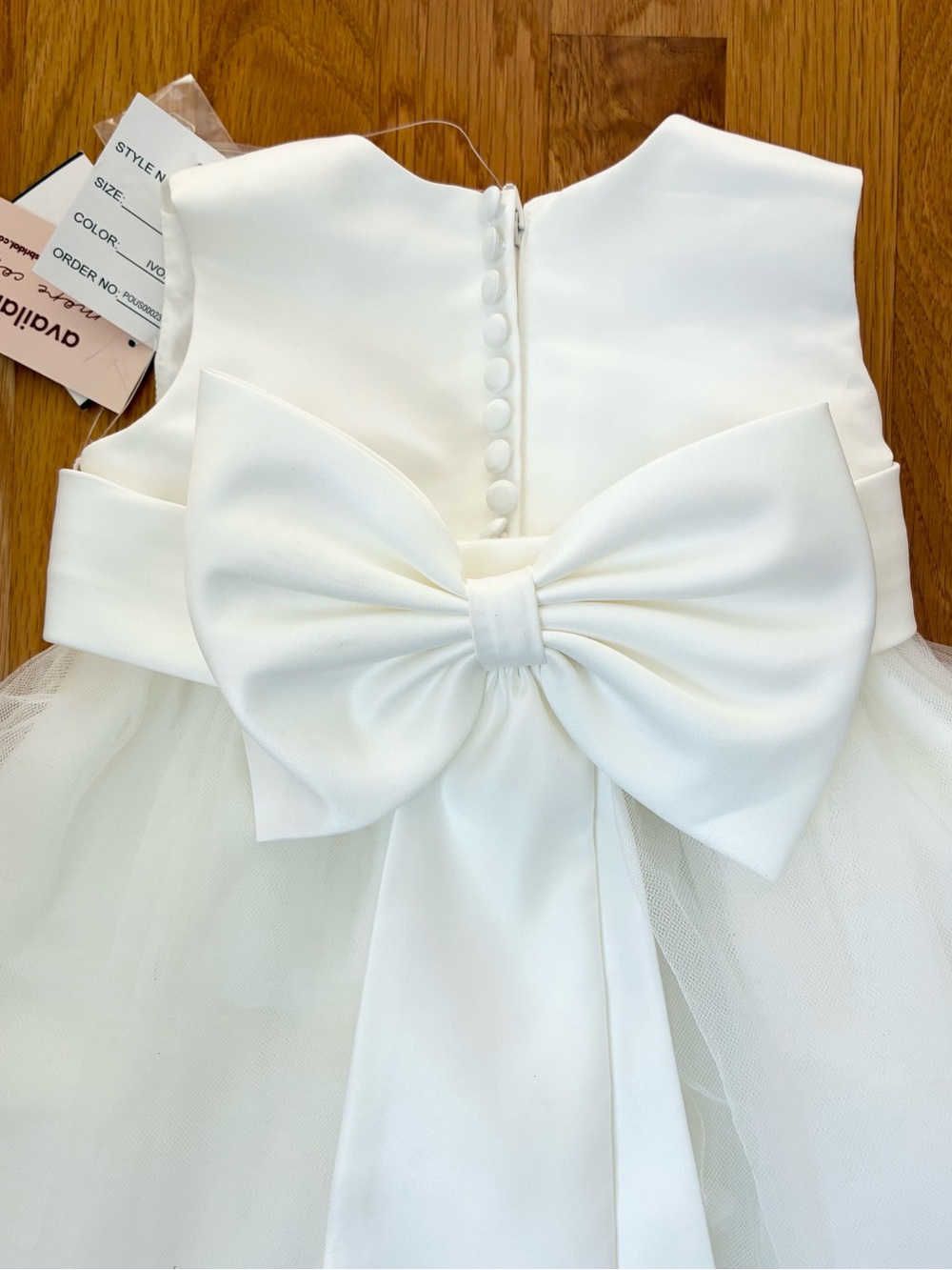 David’s Bridal Flower Baby Satin & Tulle Dress Sleeveless White Size 24M NWT - Picture 6 of 14